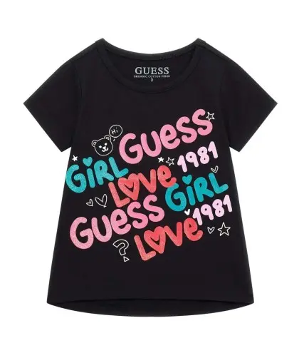 T-Shirt for Girl Guess K4RI03K6YW4-JBLK-celebritystores.gr