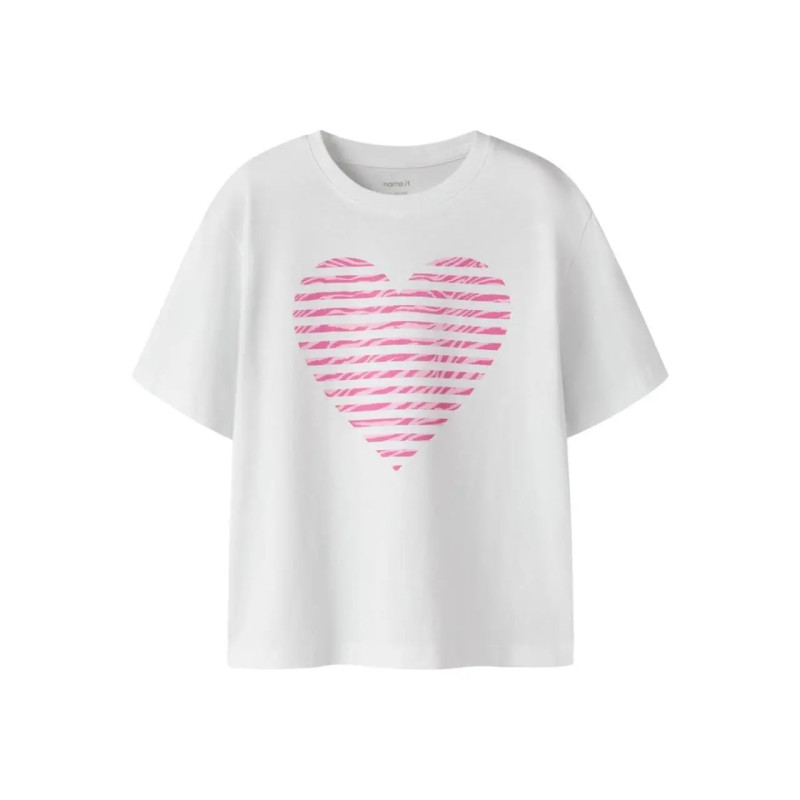 T-Shirt for Girl Name It 13254496-BrightWhite/ZebraHeart-celebritystores.gr