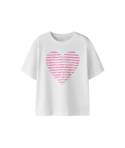 T-Shirt for Girl Name It 13254496-BrightWhite/ZebraHeart-celebritystores.gr