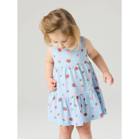 Dress for Girl Name It 13228172-ChambayBlue/StripedStrawberry-celebritystores.gr