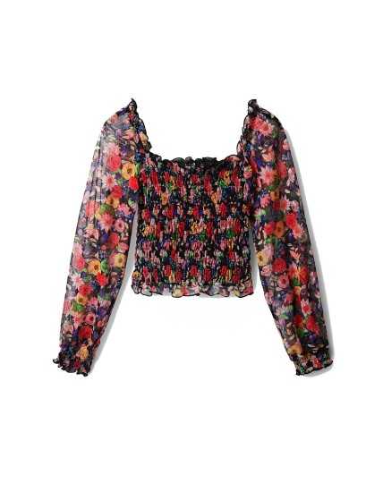 Woman's Floral Tulle T-shirt Desigual