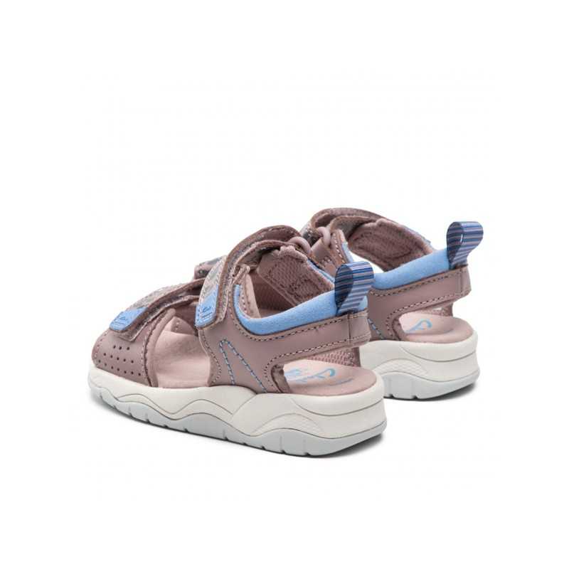 Sandals for Girls Clowder Print K Grey/Pink Clarks-celebritystores.gr