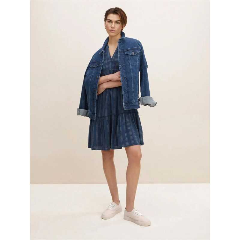 Women's Striped Linen Tunic Dress 1032208-29534 Tom Tailor-celebritystores.gr