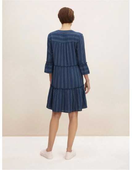 Γυναικείο Ριγέ Λινό Τουνίκ Φόρεμα Tom Tailor