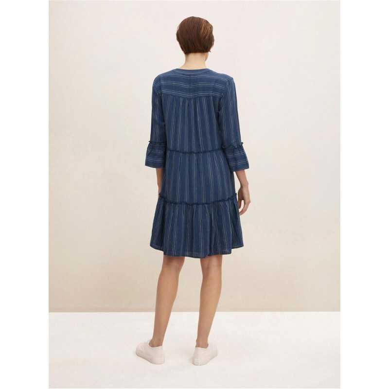 Women's Striped Linen Tunic Dress 1032208-29534 Tom Tailor-celebritystores.gr